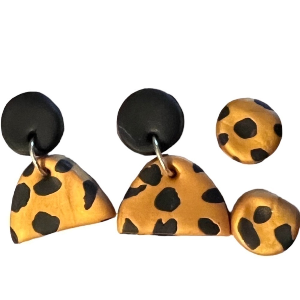 Hand made Clay Earrings 2 Sets Stud and Dangling